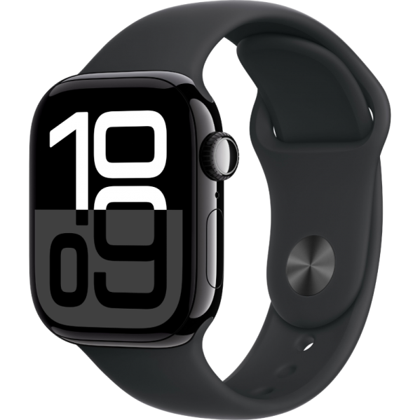 Apple Watch Series 10 42mm Aluminum Jet Black Case Black Sport Band M/L